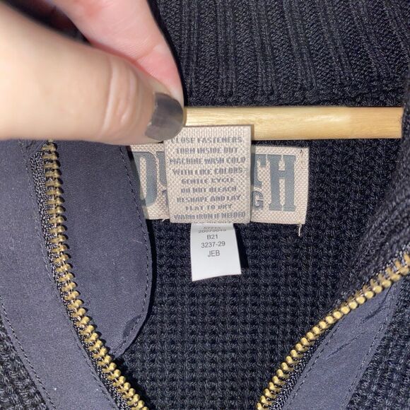 Duluth Trading Co. Men's XL Woolblend FullZip Black Chunky Knit Sweater Grandpa - Picture 5 of 9